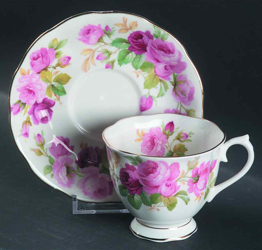 Princess Anne (Gold Trim) Footed Cup & Saucer Set by Royal Albert-1