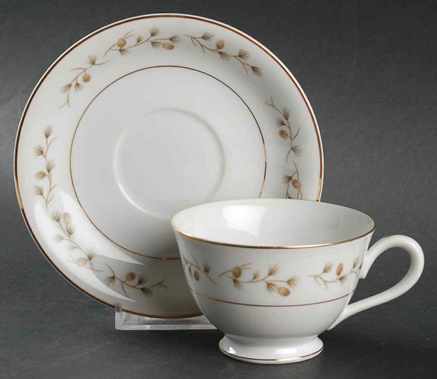 Whispering Pine Footed Cup & Saucer Set by Rose (Japan)-1