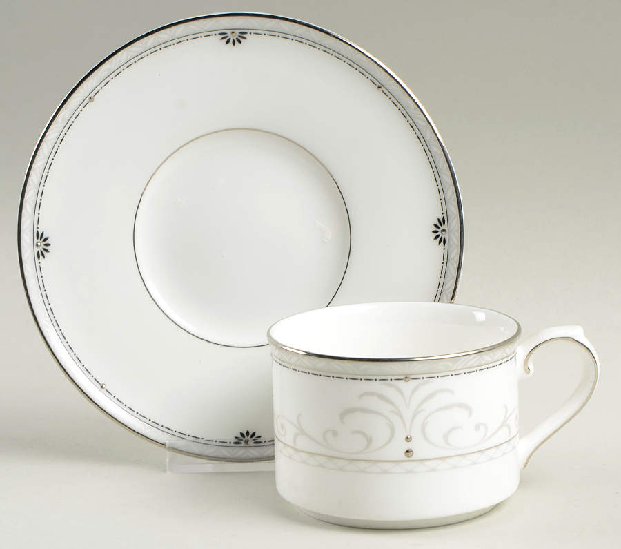 Platinum Elegance Flat Cup & Saucer Set by Royal Doulton-1