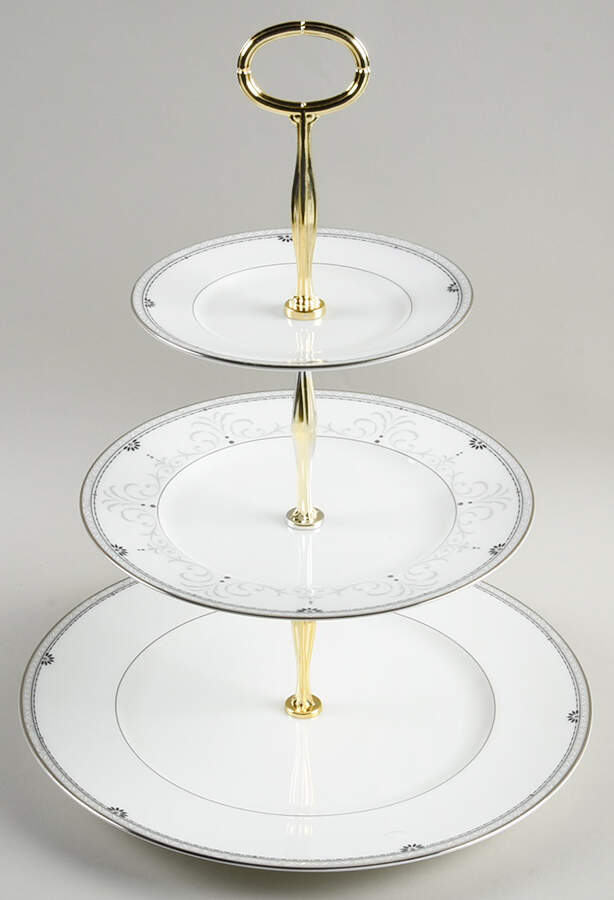 Platinum Elegance 13 7/8"-14 1/4" 3-Tiered Serving Tray(DP,SP,BB) HC by Royal Doulton-1
