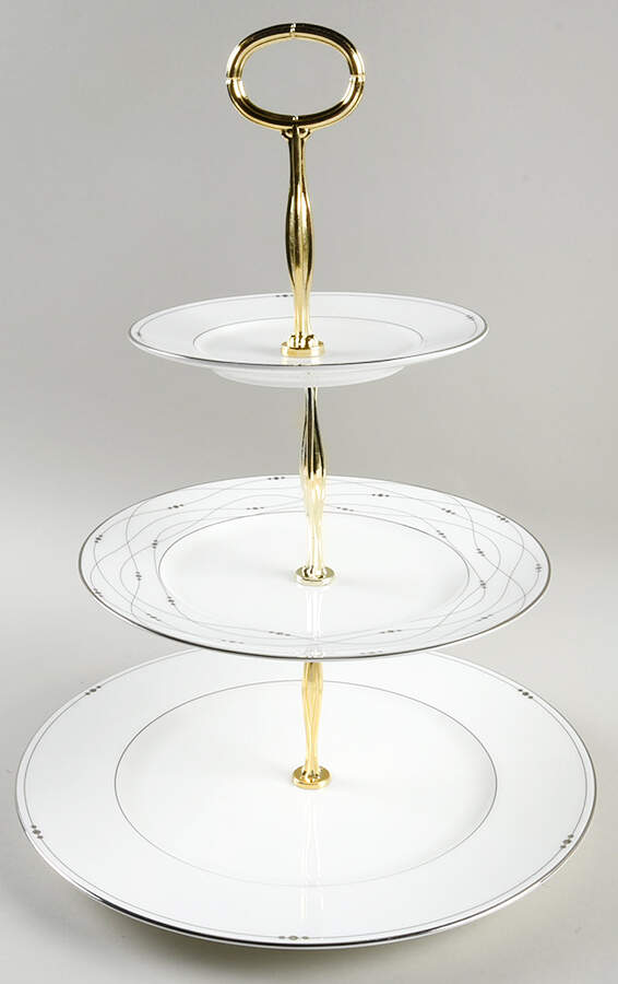 Precious Platinum 13 7/8"-14 1/4" 3-Tiered Serving Tray(DP,SP,BB) HC by Royal Doulton-1