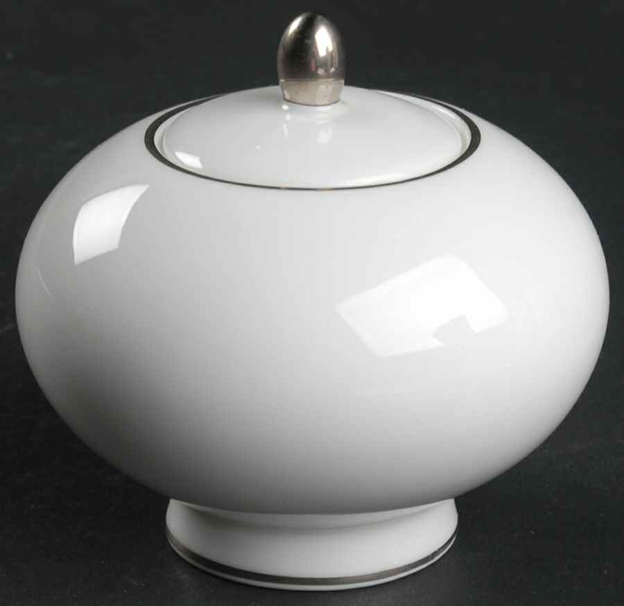 Symmetry Platinum Sugar Bowl & Lid by Royal Doulton-1