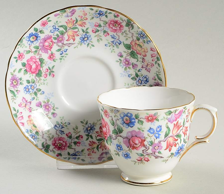 Springtime Footed Cup & Saucer Set by Royal Victoria-1