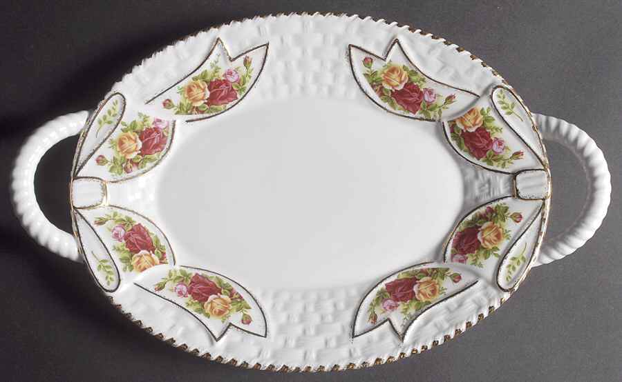Old Country Roses 15" Oval Handled Tray by Royal Albert-1