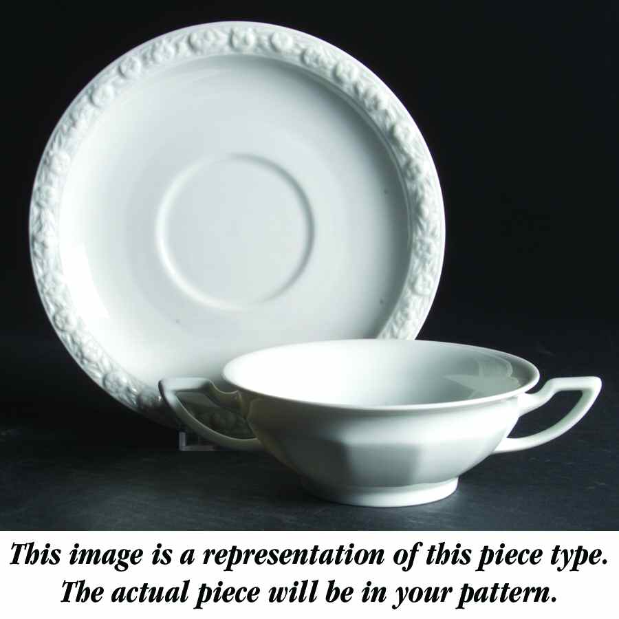 Gold Band (Maria, Thin Gold Band) Flat Cream Soup Bowl & Saucer Set by Rosenthal - Continental-1