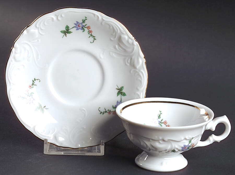 RKT23 Footed Demitasse Cup & Saucer Set by Royal Kent (Poland)-1