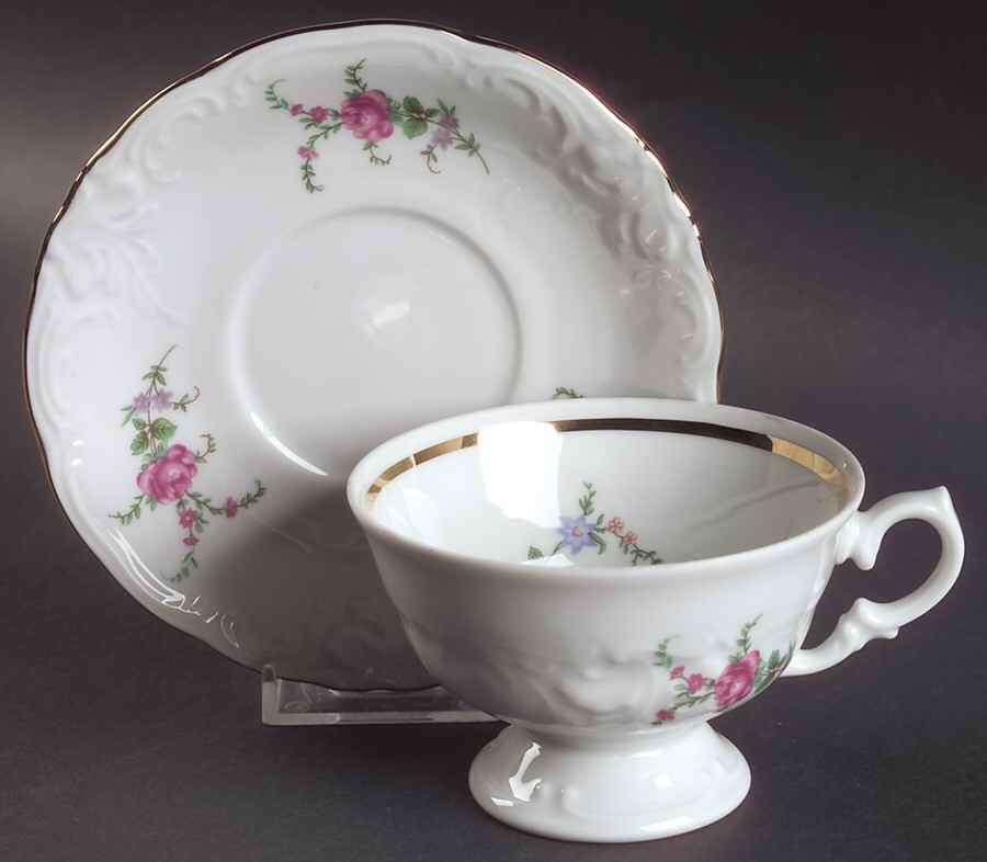 RKT23 Footed Cup & Saucer Set by Royal Kent (Poland)-1