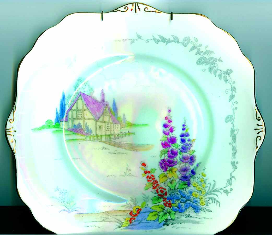 Hollyhock Square Handled Cake Plate by Royal Stafford-1