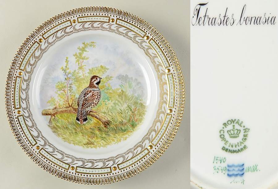 Flora Danica Game Series (Birds) Feathered Dinner Plate-Tetrastes bonasia/Grouse by Royal Copenhagen-1