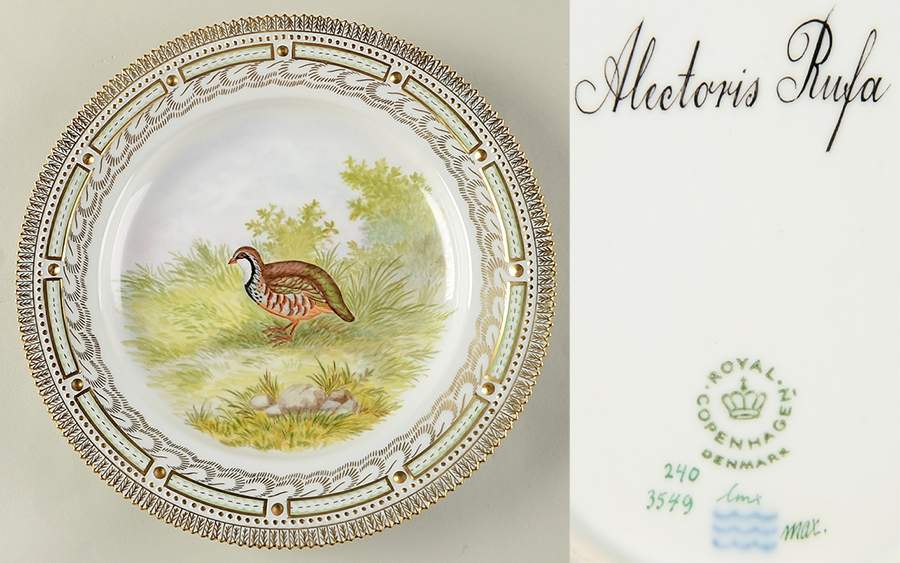 Flora Danica Game Series (Birds) Feathered Dinner Plate-Alectoris rufa/Partridge by Royal Copenhagen-1
