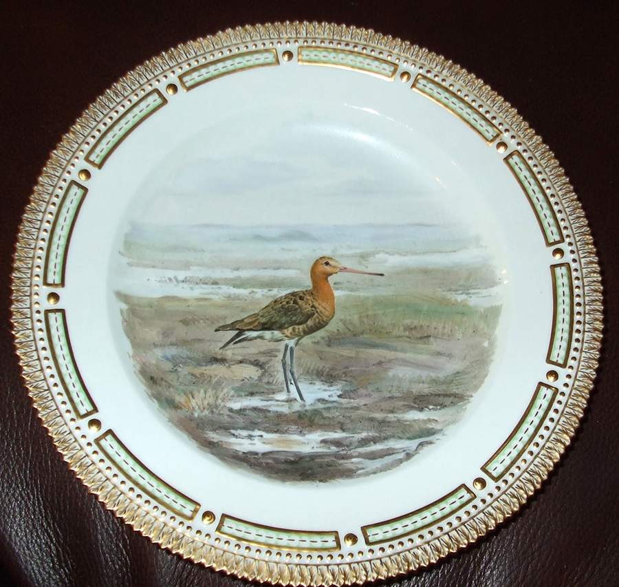 Flora Danica Game Series (Birds) Bird Dinner Plate-Limosa melanura/Godwit by Royal Copenhagen-1