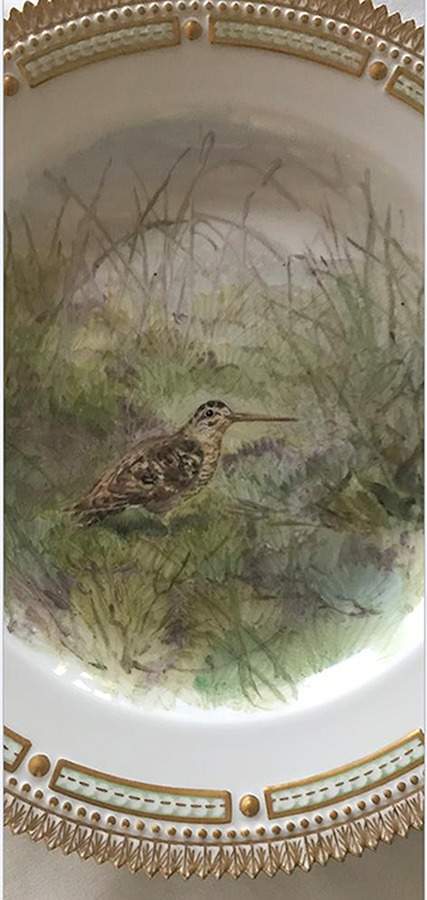 Flora Danica Game Series (Birds) Dinner Plate-Capella gallinago/Snipe by Royal Copenhagen-1
