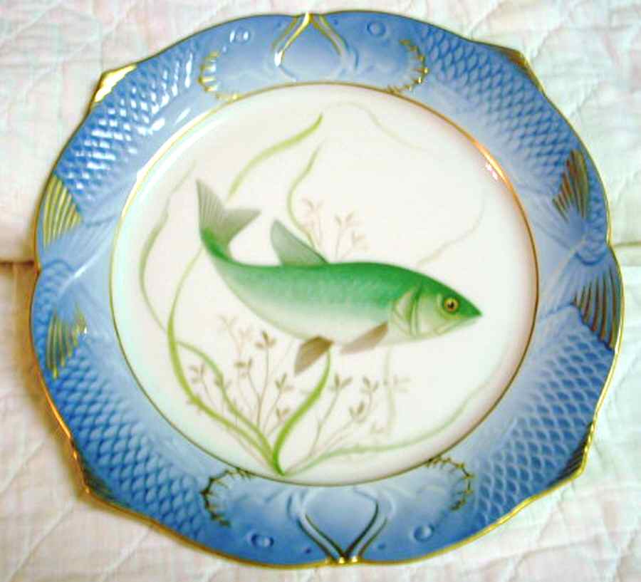 Fish Service (Blue Border) Luncheon Plate by Royal Copenhagen-1