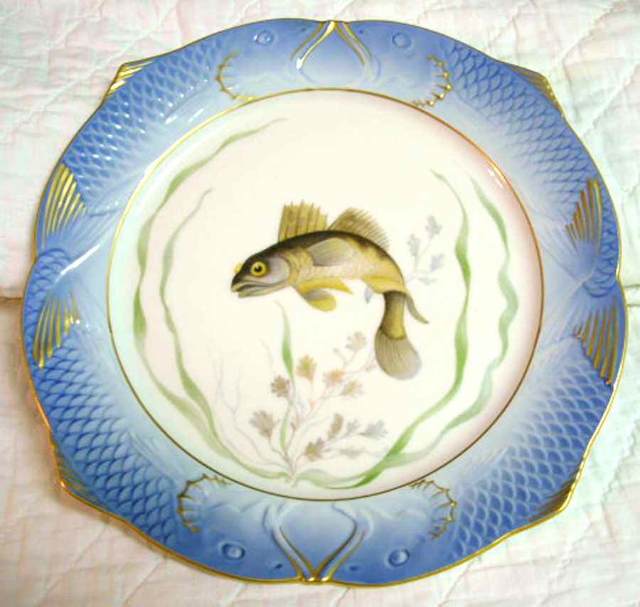 Fish Service (Blue Border) Luncheon Plate by Royal Copenhagen-1