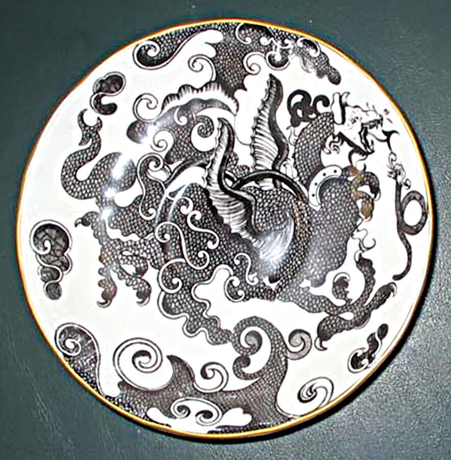 Black Dragon Saucer by Royal Worcester-1