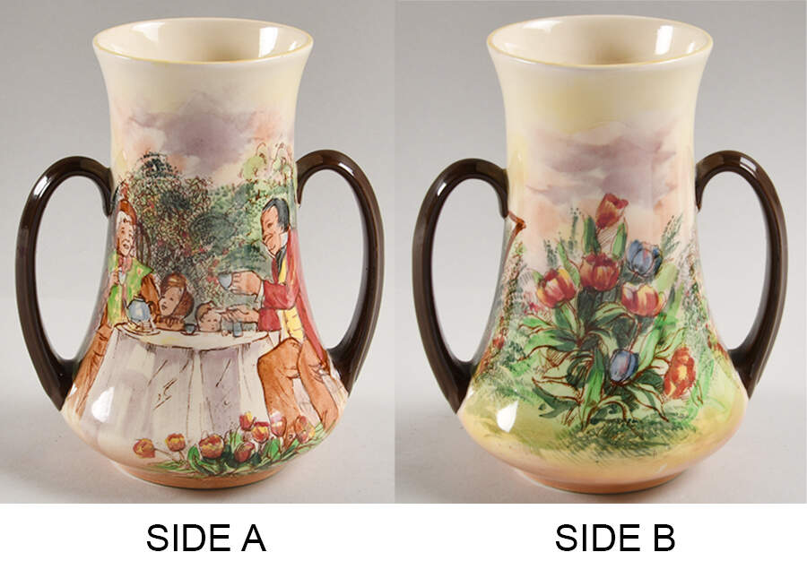 A Hundred Years Ago 6" Handled Vase by Royal Doulton-1