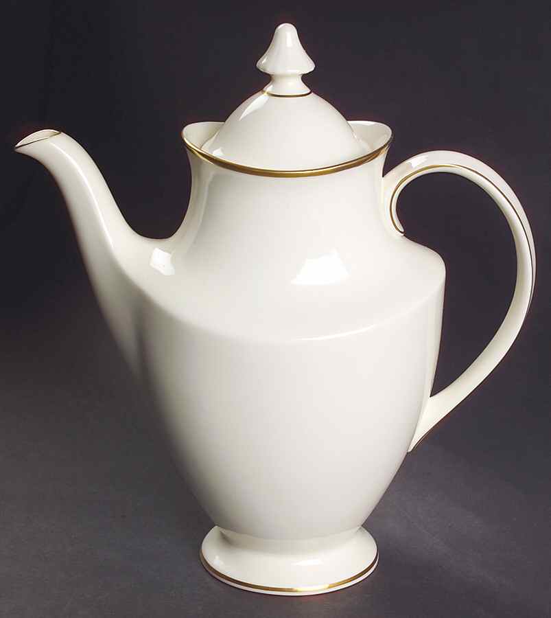 Heather Classic (Gold Trim, Classic Shape) Coffee Pot & Lid by Royal Doulton-1