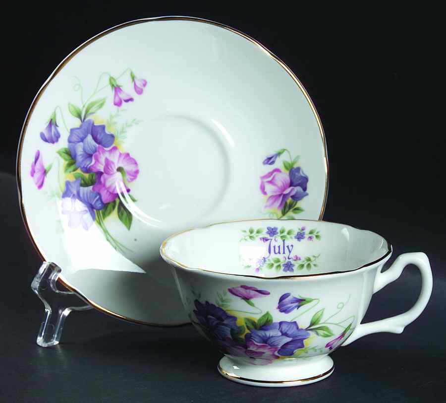 Flower of the Month Footed Cup & Saucer Set by Royal Grafton-1