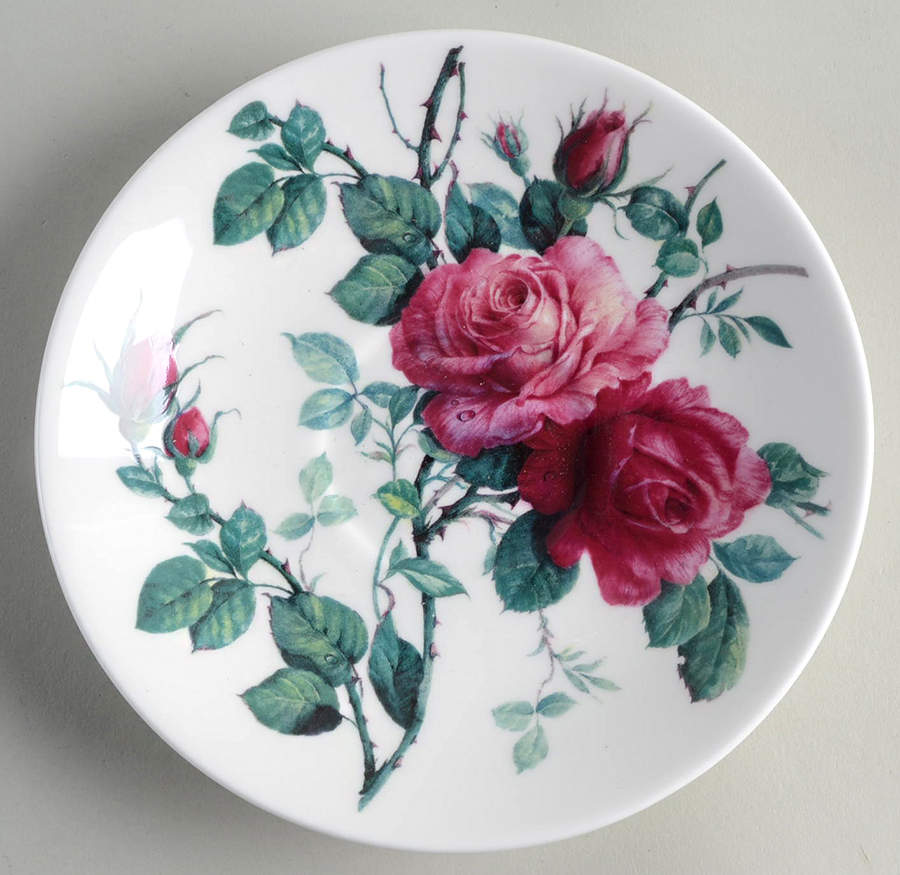 English Rose (Ribbed, No Trim) Saucer for Breakfast Cup by Roy Kirkham-1