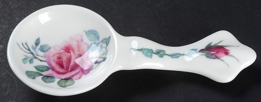 English Rose (Ribbed, No Trim) Ceramic Tea Bag Spoon by Roy Kirkham-1