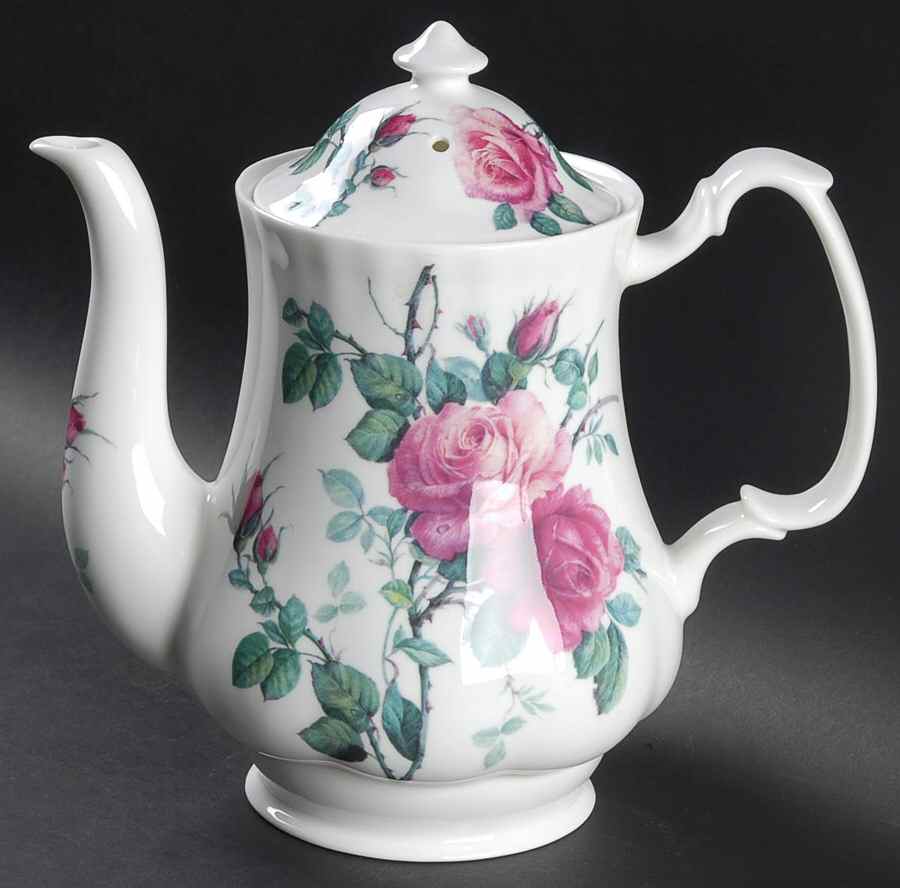 English Rose (Ribbed, No Trim) Coffee Pot & Lid by Roy Kirkham-1