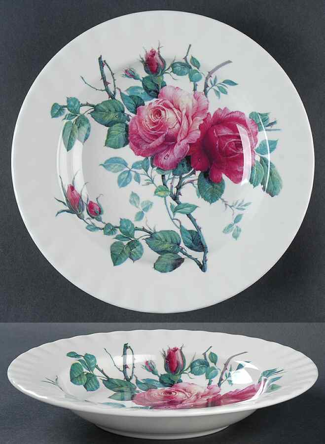 English Rose (Ribbed, No Trim) Rim Soup Bowl by Roy Kirkham-1