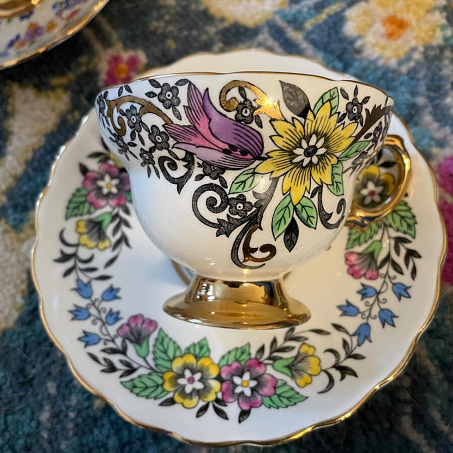 4935 Footed Cup & Saucer Set by Rosina-Queens-1