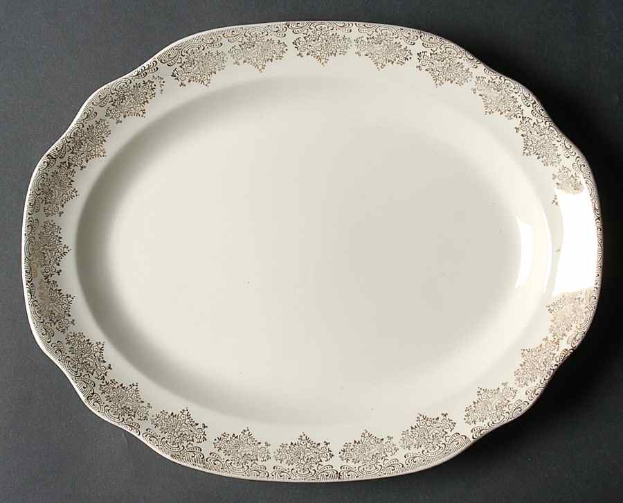 1117 (Gold Filigree) 12" Oval Serving Platter by Royal (USA)-1