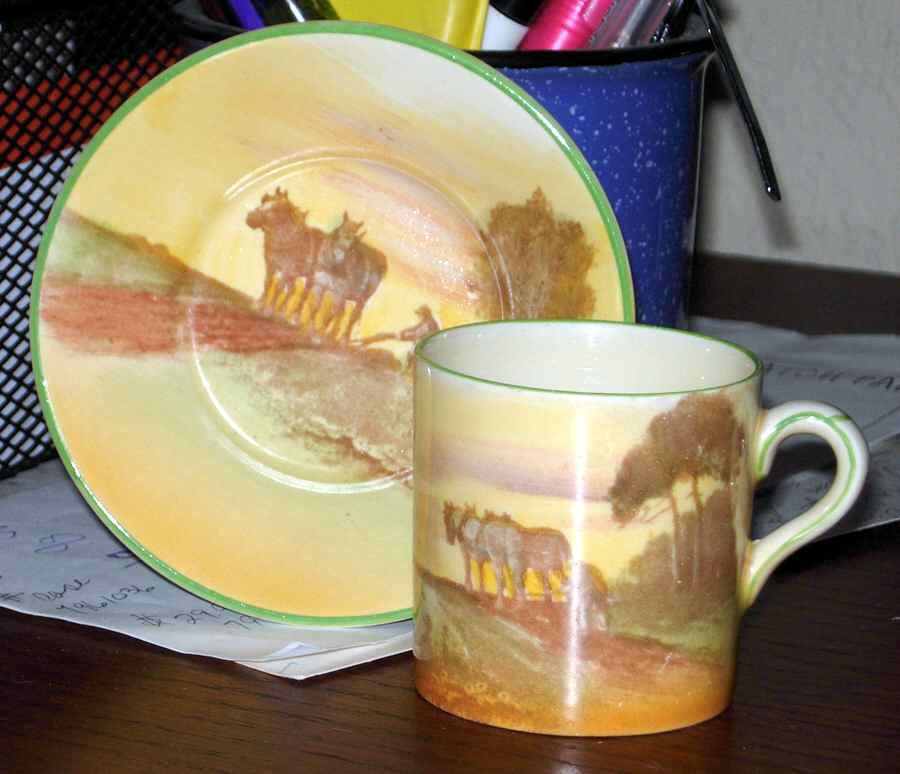 Ploughing Flat Demitasse Cup & Saucer Set by Royal Doulton-1
