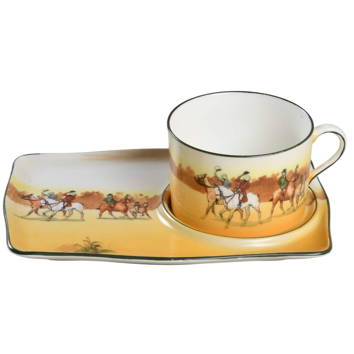 Hunting (John Peel, Earthenware) Dessert Plate & Cup Set by Royal Doulton-1