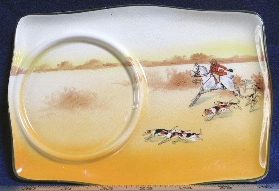 Hunting (John Peel, Earthenware) Plate for Dessert & Cup Set by Royal Doulton-1