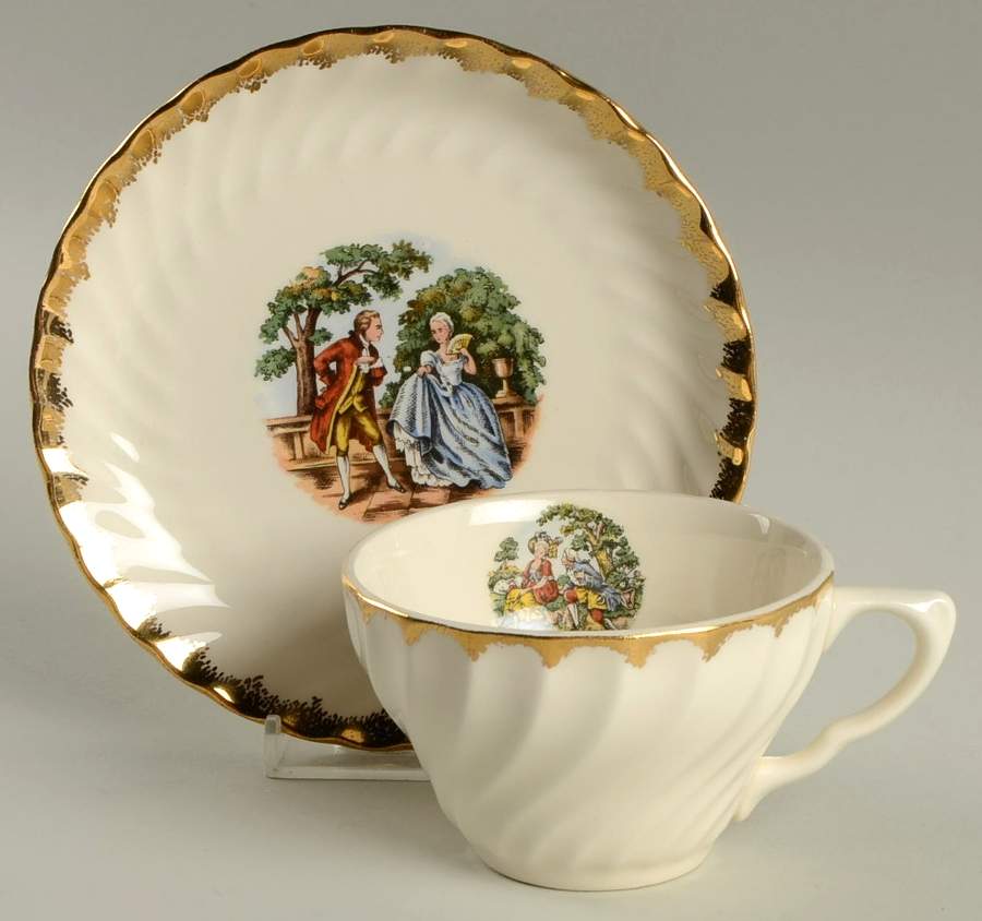 Colonial Charm Flat Cup & Saucer Set by Royal (USA)-1