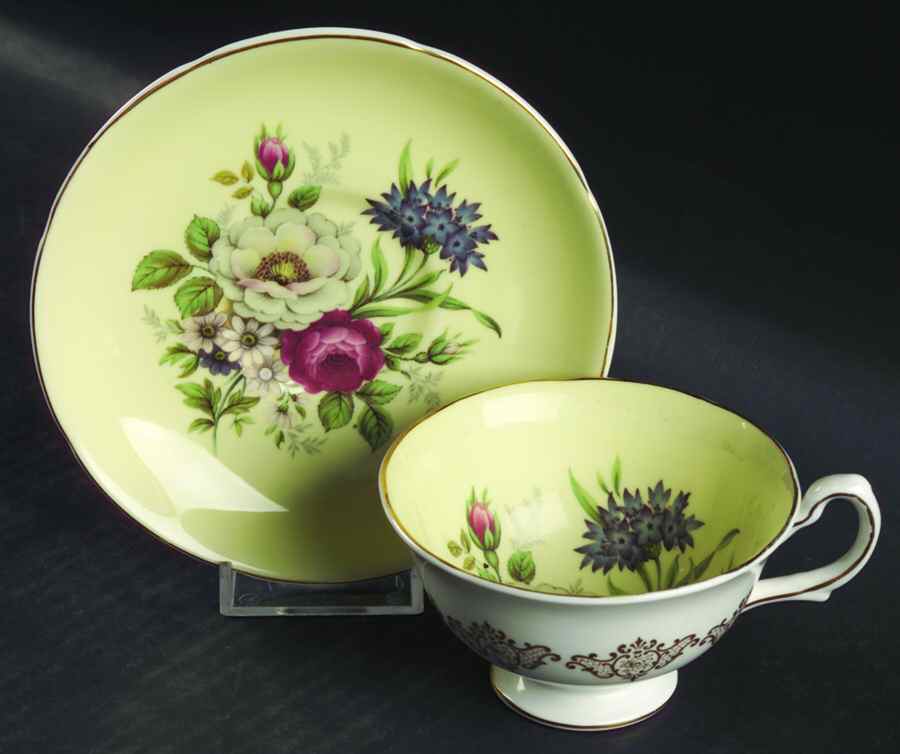 1454 Yellow Footed Cup & Saucer Set by Royal Grafton-1