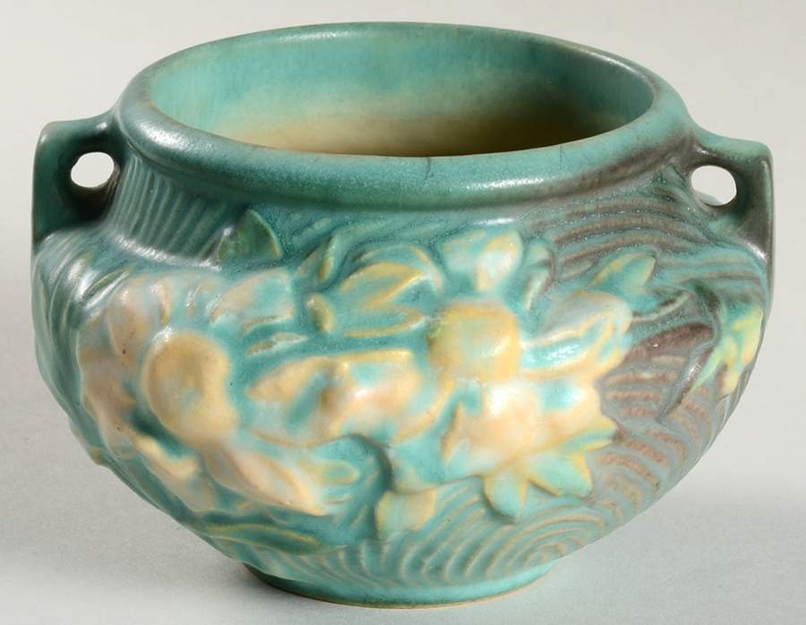 Peony Nile Green 3" Jardiniere by Roseville-1