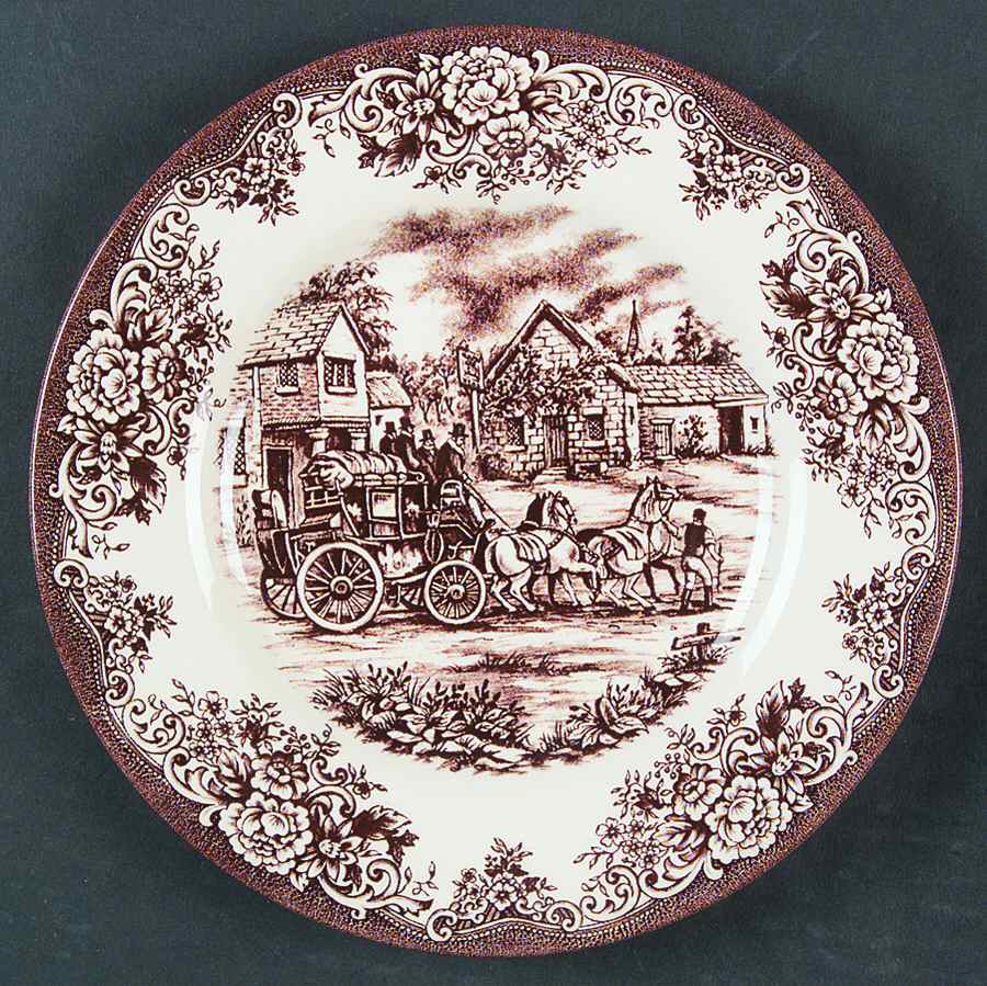 Coaching Scene Brown (Smooth) Salad Plate by Royal Stafford-1