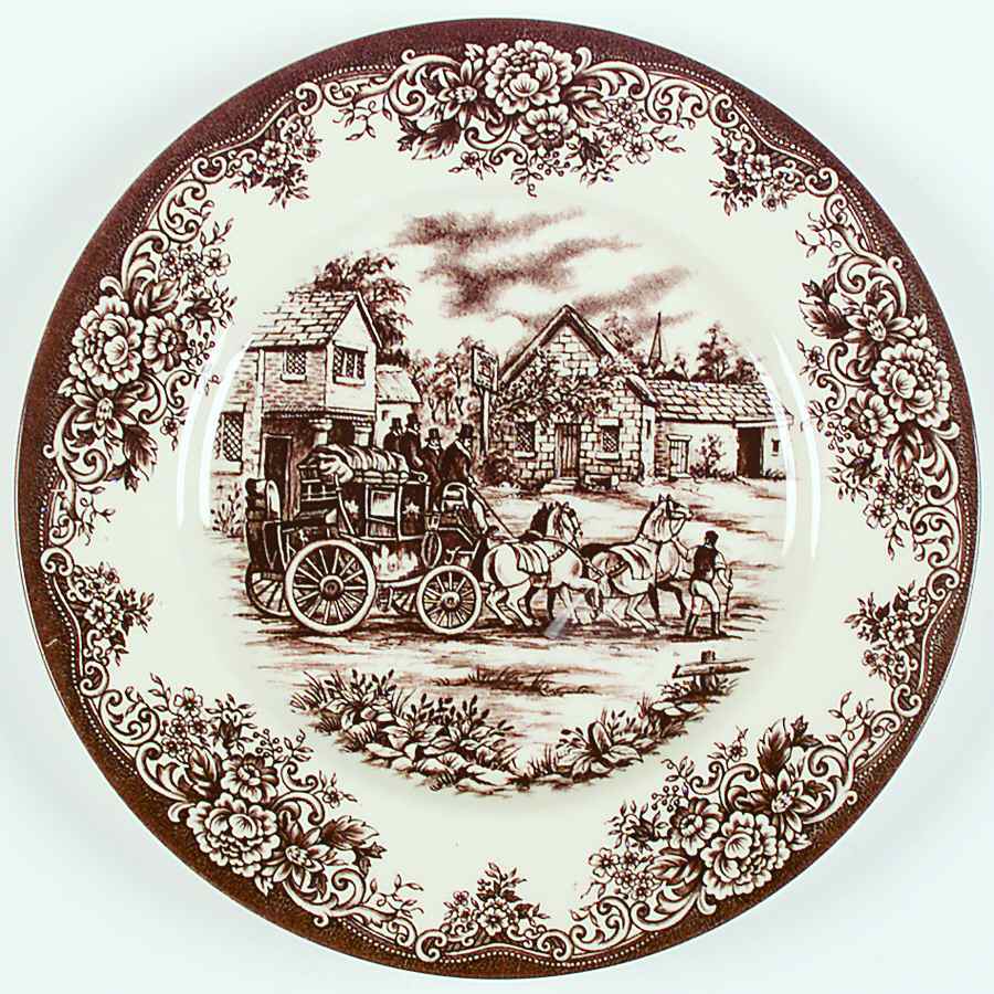 Coaching Scene Brown (Smooth) Dinner Plate by Royal Stafford-1