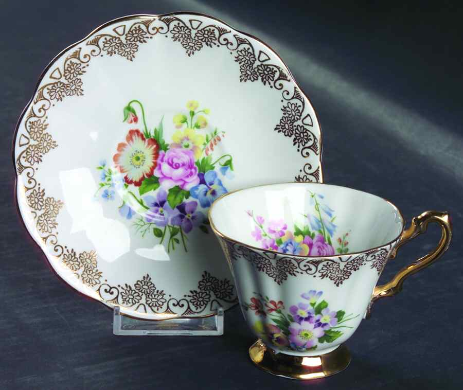 1113 Footed Cup & Saucer Set by Rosina-Queens-1