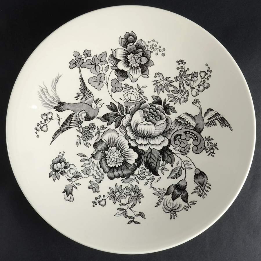 Asiatic Pheasant Black 13" Shallow Round Bowl by Royal Stafford-1