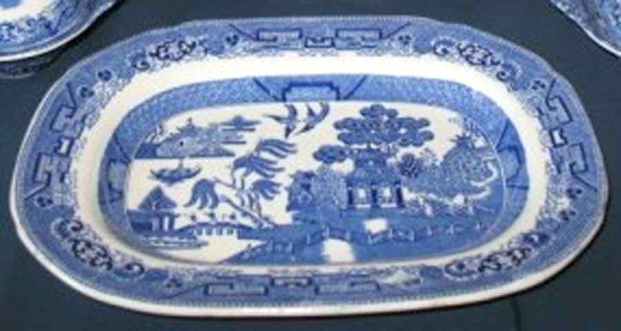 Willow Blue (Scalloped) 12" Oval Serving Platter by Ridgway (Ridgways)-1
