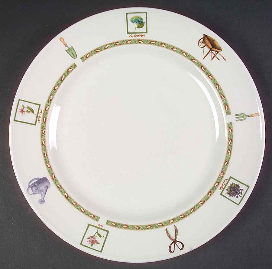 RNF11 (Lighter Green Band With Leaves) Dinner Plate by Royal Norfolk-1