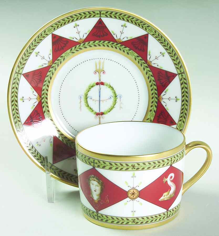 Antique Flat Cup & Saucer Set by Royale (France)-1
