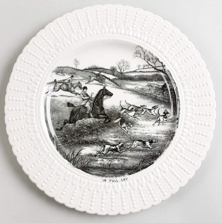 Hunt Black (Embossed Dot Border) Luncheon Plate by Royal Cauldon-1
