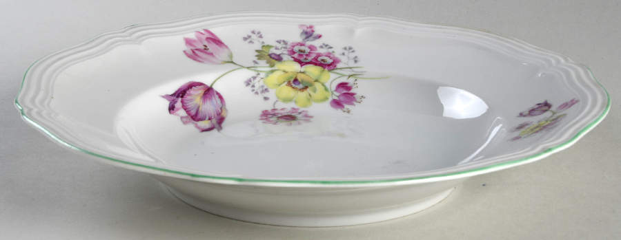 2664 (Chippendale, White, Green Trim) Large Rim Soup Bowl by Rosenthal - Continental-1