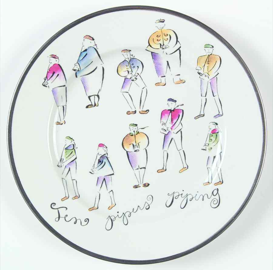 Twelve Days of Christmas (Platinum Trim) Salad Plate by Rosanna-1