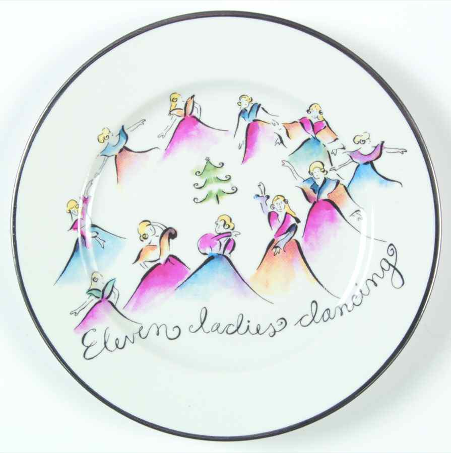 Twelve Days of Christmas (Platinum Trim) Salad Plate by Rosanna-1