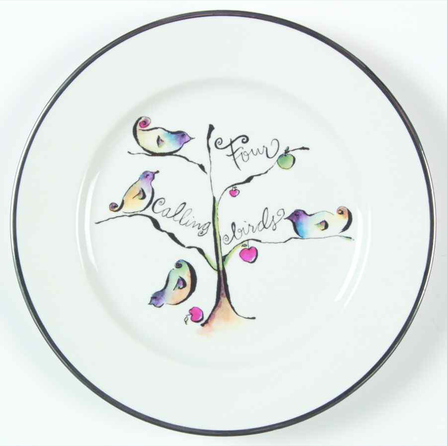 Twelve Days of Christmas (Platinum Trim) Salad Plate by Rosanna-1