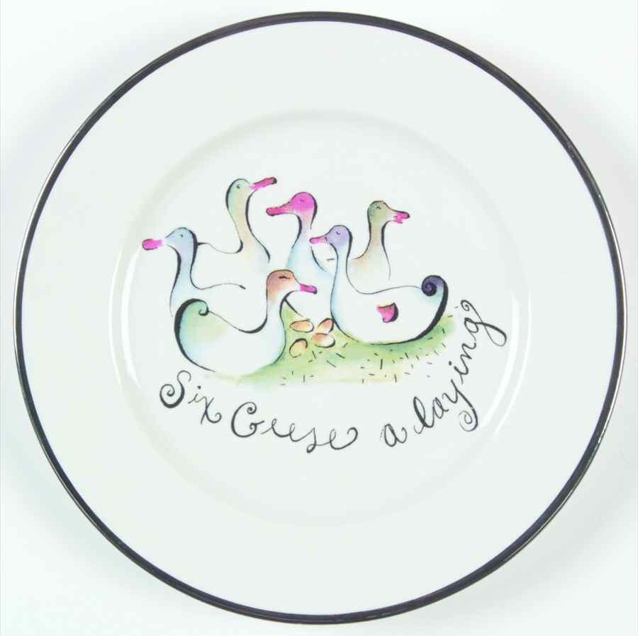 Twelve Days of Christmas (Platinum Trim) Salad Plate by Rosanna-1