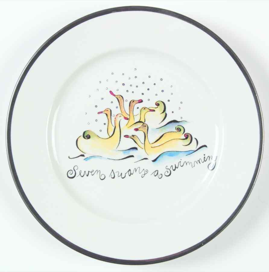 Twelve Days of Christmas (Platinum Trim) Salad Plate by Rosanna-1
