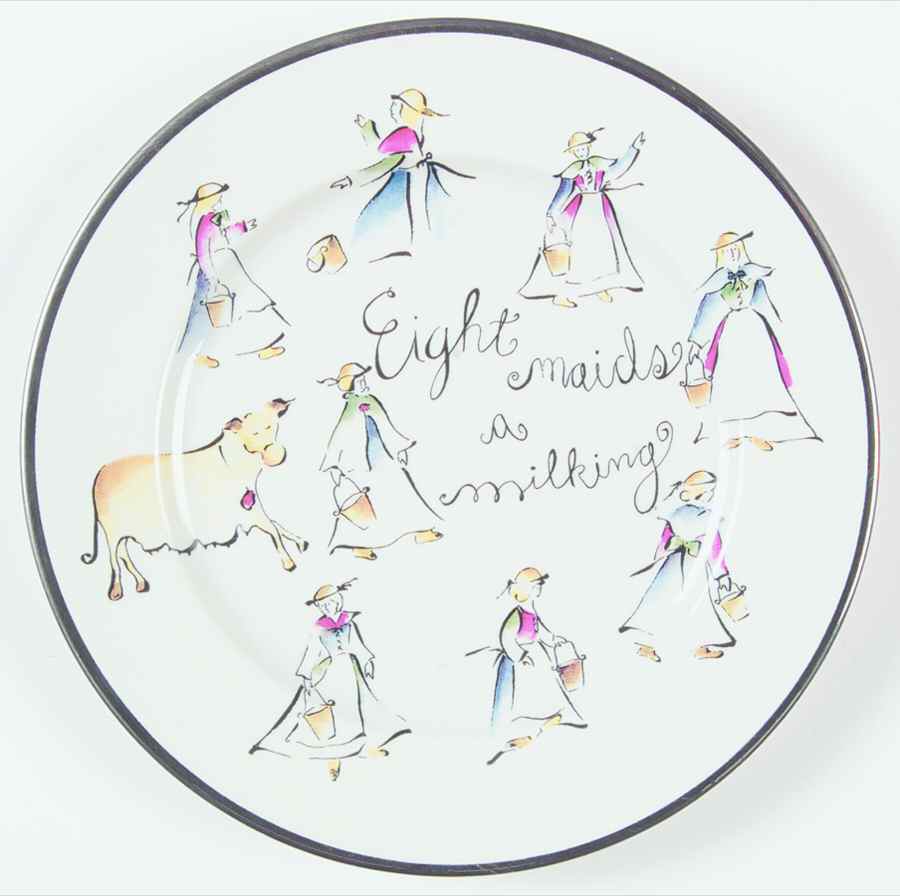 Twelve Days of Christmas (Platinum Trim) Salad Plate by Rosanna-1