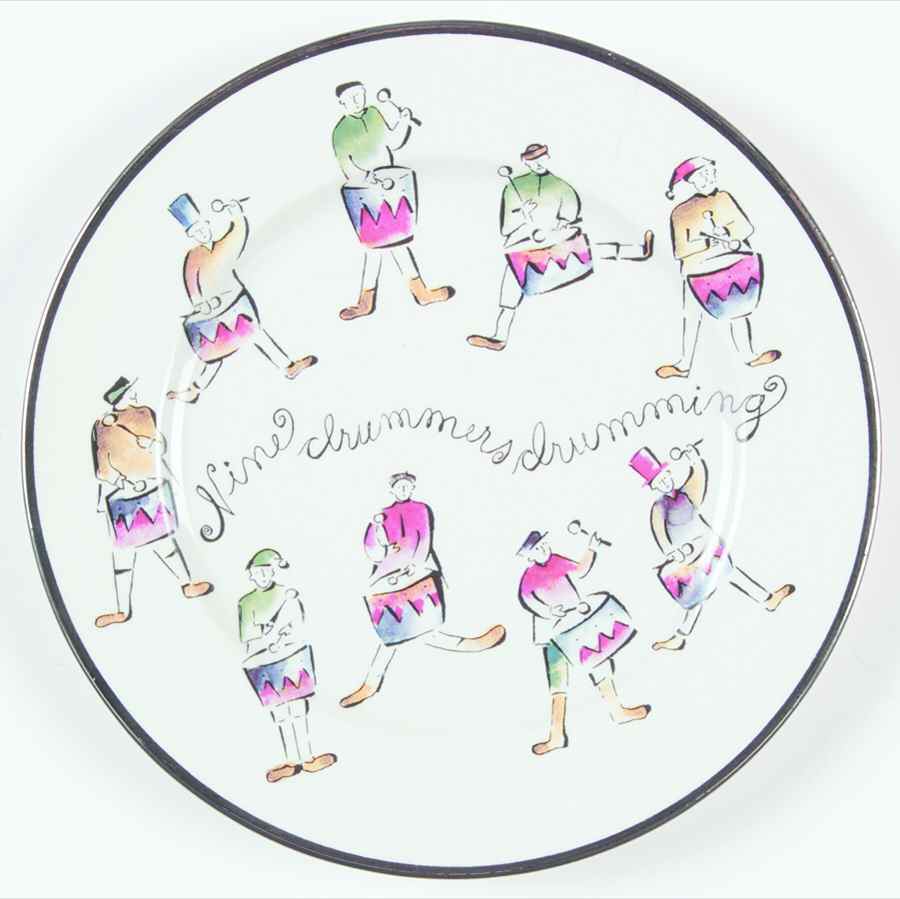 Twelve Days of Christmas (Platinum Trim) Salad Plate by Rosanna-1